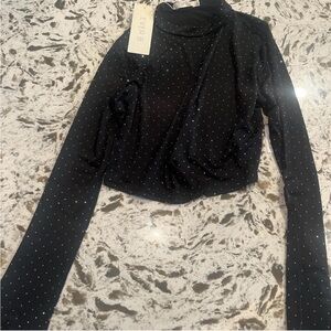 Black Polka Dot Women's Top